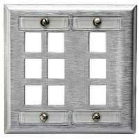 Hubbell SSFL29 Wallplate Stainless Steel 2-Gang 9 Port Wall Plate with Label