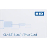 HID 5105RGGMNM iCLASS Seos Prox 16K Card, iCLASS Seos with SIO, 125 kHz programmed with HID or Indala format, Front and 