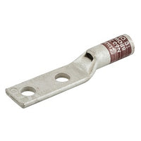 Hubbell HGBL04DB1 Double Hole Compression Lug, 3/8" ID Spaced 1", 4 AWG, 1-Pack