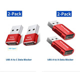 Blocker, USB A & USB C Data Blocker for Any USB C Mobile Phone Quick Charge