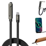 Sideways Fast Charging Cable with Hidden Phone Stand – 240W Braided Charger