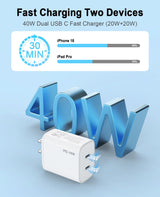 Usb C Charger Block, Igenjun Dual Usb-C Port Power Adapter - Phone Charger With