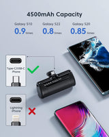 Charger Usb C Power Bank 4500Mah Small Portable Phone Charger Android Compact Pl