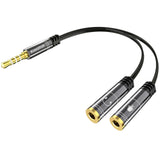 Headphone Mic Splitter Adapter - [1 Male To 2 Female] Headset Splitter Pc Gaming