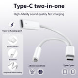 To 3.5Mm Headphone And Charger Adapter, 2-In-1 Usb Type C To Aux Jack Dongle Cab