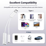 To 3.5Mm Headphone And Charger Adapter, 2-In-1 Usb Type C To Aux Jack Dongle Cab