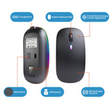 Mouse, Rechargeable, Led, Silent, Ultra-Thin Design (Bluetooth 5.2 And 2.4Ghz Us