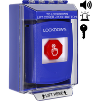 STI G3A482LD-EN G3 Multipurpose Push Button, Key-To-Reset, No Camera, 14220 Surface Cover with Sound, LOCKDOWN Label in English, Blue