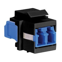Hubbell SFFLCSAQBK Flush LC-Duplex Keystone Snap Fit, Black Housing, Aqua