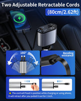 Retractable Car Charger — Fast Charging USB-C & USB-A for iPhone 16/15/14, Samsu
