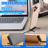 Sideways Fast Charging Cable with Hidden Phone Stand – 240W Braided Charger