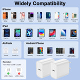 Charger Block, 2Pack For Iphone 17 16 Fast Charging Plug For Apple 20W Type C Po
