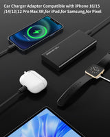 Retractable Car Charger — Fast Charging USB-C & USB-A for iPhone 16/15/14, Samsu