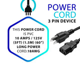 3-Prong AC Power Cord — Universal Black Power Cable for TV, Monitor, Computer, P