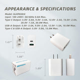 Usb-C Charger Block With Extra Usb-A Port (White, 1Pcs), Type C Power Adapter Fo
