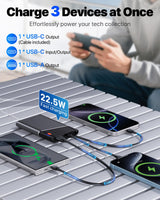 Power Bank, 10000Mah 22.5W Pd Fast Charging Powerbank With Built-In Usb