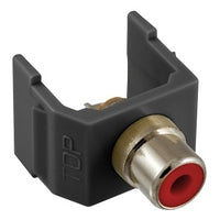 Hubbell SFRCRBK RCA Connector with Solder Termination, Red Insulator, Black Housing