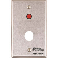 Alarm Controls by ASSA ABLOY RP-07 Alarm Controls RP-07 Remote Wall Plate with "D" Hole for Ace Lock, 1/4" Red LED, Single Gang, Stainless Steel