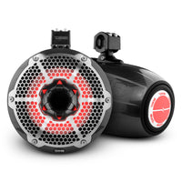 NXL 10" Neodymium Marine and Powersports Towers with Built-in Passive Radiator, 1" Driver and LED RGB Lights 300 Watts Rms -Black Carbon Fiber