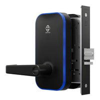 Centrios CEM100-AU-BSP-LC Mortise Lock, Less Cylinder, Augusta Lever, Black Suede
