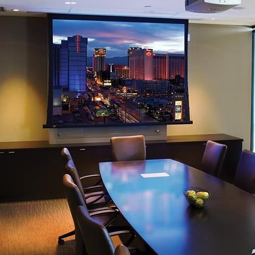 Draper 140038 Access Fit Series V, 123" diag. Electric Projection Screen, 16:10, Matte White XT1000V Surface with 12" Black Drop