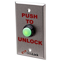 DynaLock 6175BBX Weatherproof Pushbutton and Surface Backbox, 'PUSH TO UNLOCK' Text, Satin Stainless Steel