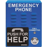 Viking E-1600-65-IP ADA and CE Compliant VoIP Handsfree Emergency Phone with Digital Voice Announcer, PoE Powered, Blue