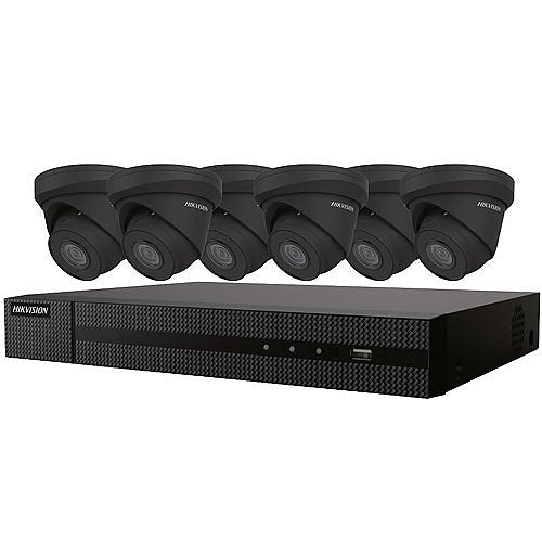 Hikvision EKI-K82T46B Value Express 7-Piece Kit, (1) ERI-K108-P8 8-PoE Port NVR, (6) ECI-T24F2B 4MP Cameras, 2.8mm Lens, Black