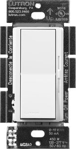 Lutron DVSTV-453PH-WH Diva 0-10V Dimmer Switch; 450W; Single-Pole / 3-Way; No Neutral Required; 120V; DVSTV-453-WH; White