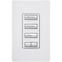Lutron RRD-W3BSRL-WH seeTouch Wall Keypad; Works with RA3 Systems; 3 Button (Spaced) with 1 Raise / Lower; Neutral Required; 120V; White