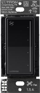 Lutron RRST-ANF-BL RadioRA 3 Sunnata Touch Fan Control; 4-Speed; 1.5A Paddle Fan; AC Motor; Single Pole; Neutral Required; 120V; Black
