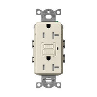 Lutron SCR-20-GFST-PM Claro 20A Tamper Resistant GFCI Duplex Receptacle; Decorator-Style Outlet; Self-Testing; Satin Finish; Pumice