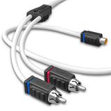 RCA Marine Grade Tinned 100% Copper OFC Y Connector 1 FEMALE to 2 MALE - WHITE
