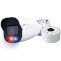Speco O4BDD1M 4MP Bullet IP Camera with AI and Audio and Visual Deterrent, 2.8-12mm Motorized Lens, NDAA Compliant, Whit