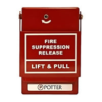 Potter 1000620-5 SPST Weather Proof Pull Station, FIRE SUPPRESSION RELEASE (White Text), Red