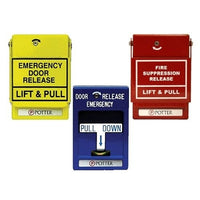 Potter RMS-2T-LP-WP Pull Station, "EMERGENCY" Black Text, Yellow