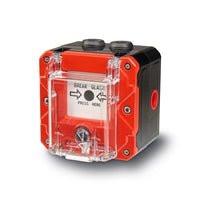 Federal Signal CP-BG-M-R-1-FNN-00-1 Flameproof and Hazardous Location Break Glass and Push Button Call Point, Wall Mount, Lift Flap, 48VDC, Red