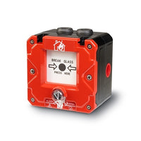 Federal Signal CP-BG-M-R-2-NNN-00-2 Flameproof and Hazardous Location Break Glass and Push Button Call Point, Wall Mount, 48VDC, Red