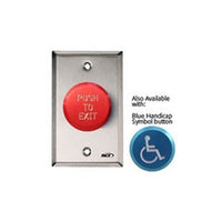 RCI R991RBPTD9 991 Series Pneumatic Time Delay Red Push To Exit Button, Stainless Steel Faceplate, Red and Blank Button