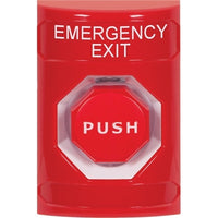 STI SS2008EX-EN Stopper Station Push Button, No Cover, Pneumatic Illuminated, 'EMERGENCY EXIT' Label, Red