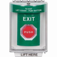 STI SS2148XT-EN Stopper Station Button with Universal Stopper Cover, Horn, Flush Mount, Pneumatic Illuminated, EXIT Label, Green