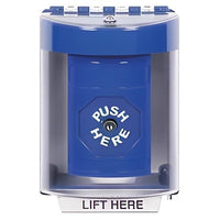 STI SS2480NT-EN Stopper Station with Universal Cover and Horn, Surface Mount, Key-to-Reset, No Label, Blue