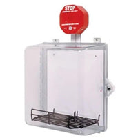 STI-7533MED MED Protective Cabinet, Siren Alarm, Thumb Lock, Polycarbonate with Wire Rack, Clear