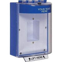 STI STI-13420CB Universal Stopper Dome Cover with Horn and Hood, Back Box Sealed, Mounting Plate, Custom Text, Blue