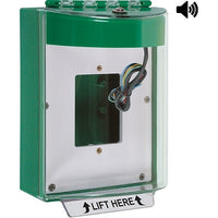 STI 13530NG Universal Stopper Housing with Horn and Relay, Enclosed Back Box, Open Mounting Plate, No Label, Green