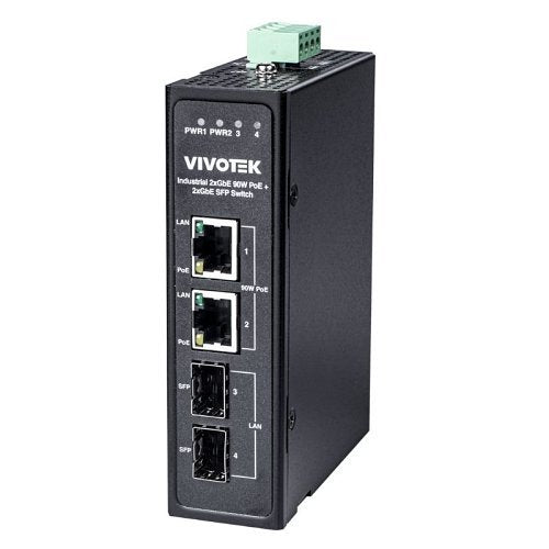 VIVOTEK AW-IHB-0400 Industrial 2x90W PoE + 2xSFP Switch, 54V DC