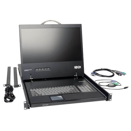 Eaton Tripp Lite B021-000-19 1U Rack-Mount Console with Rackmountable in 19" System Rack (1U), from 27" to 42" Deep, Connects to PS/2 or USB Server or KVM Switch, Supports Resolutions up to 1366x768