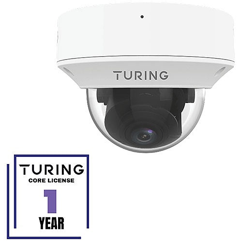 Turing Video TP-MMD4MV2-1Y CORE AI VSaaS License-Enabled 4MP Low Light Dome IP Camera, 2.7-13.5mm Motorized Varifocal Lens, White