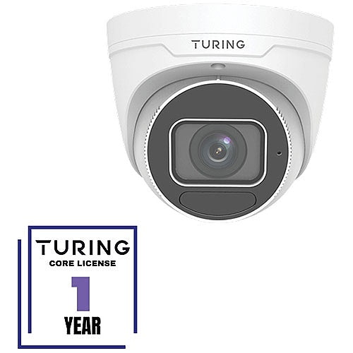 Turing Video TP-MVD4MV2-1Y CORE AI VSaaS License-Enabled 4MP Low Light Turret IP Camera, 2.7-13.5mm Motorized Varifocal Lens, White