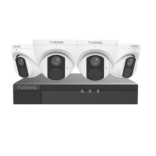 Turing Video TLK4T441 Lite IP Kit with (4) 4MP Turret Cameras and (1) 4-Channel NVR 1TB